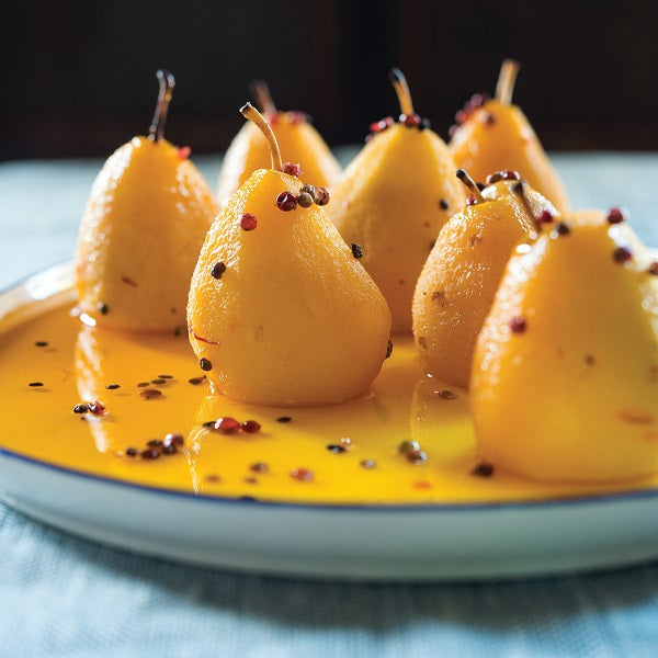 Pink Peppercorn and Ginger Poached Pears