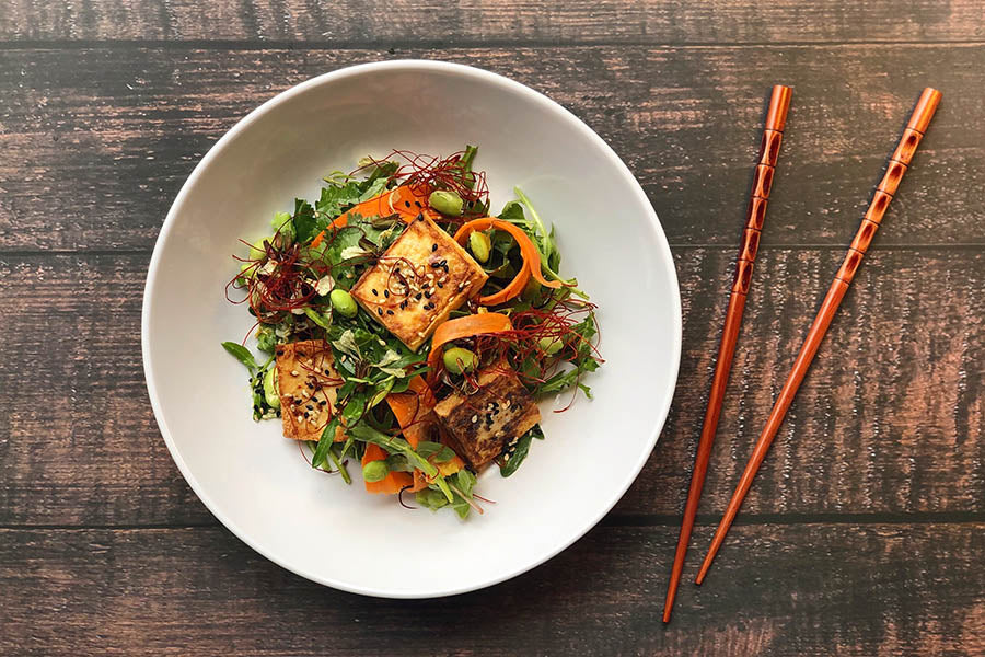 Tofu Salad with Gomasio and Chili Threads