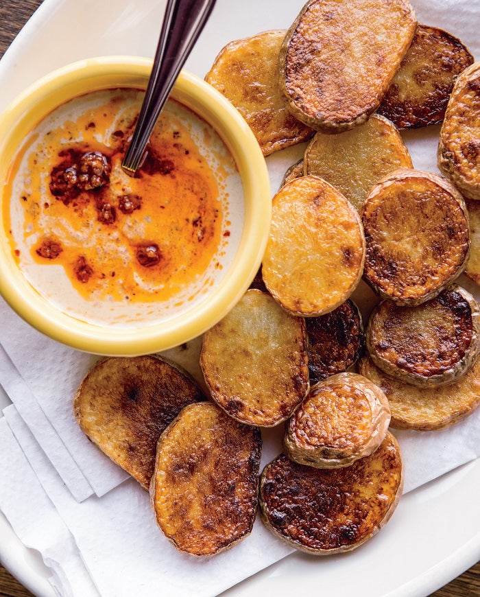 Fried Potatoes with Harissa Tehina