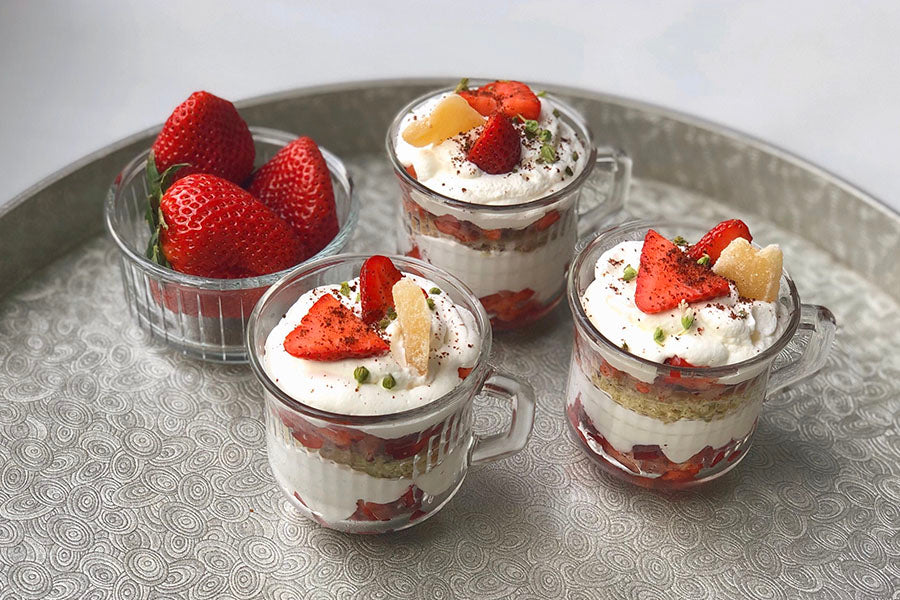 Sumac Strawberries with Jasmine Pearl Pound Cake