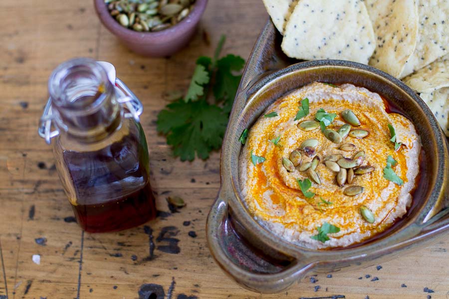 Pumpkin Seed Dip with Yucatan Rojo Spiced Oil