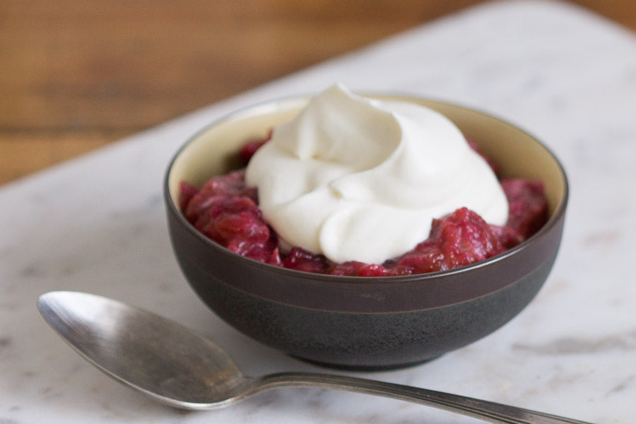 Rhubarb Compote with Indian Coriander Cream