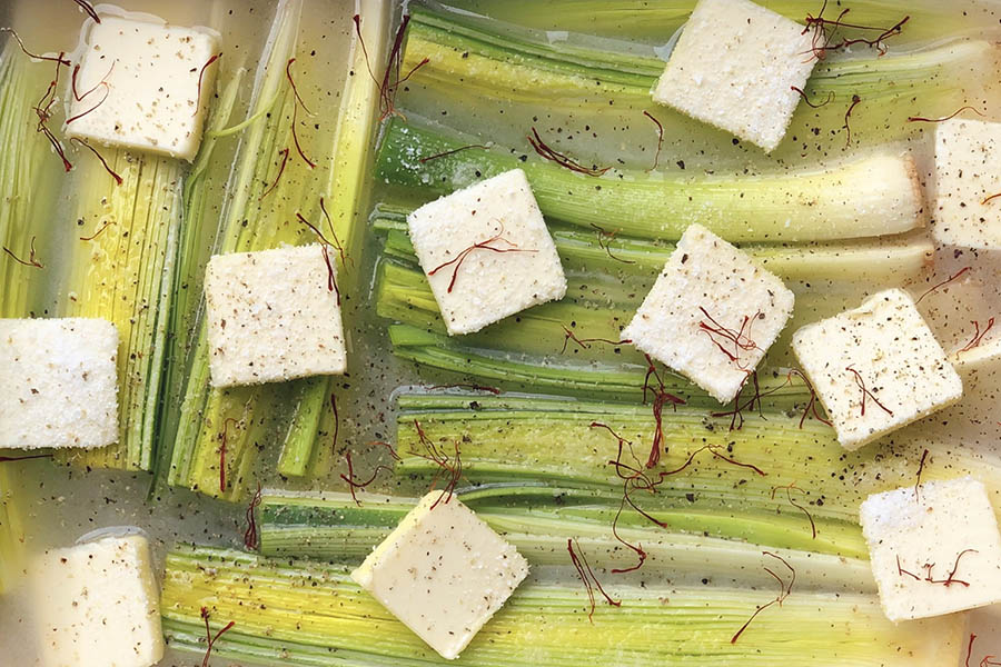 Saffron Poached Leeks