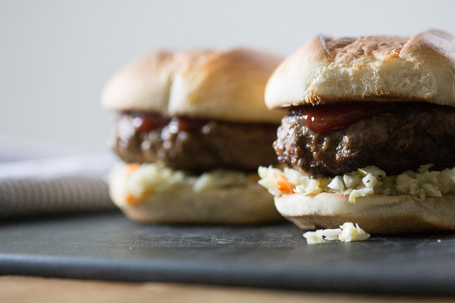 Tarheel Sliders with Carolina Slaw