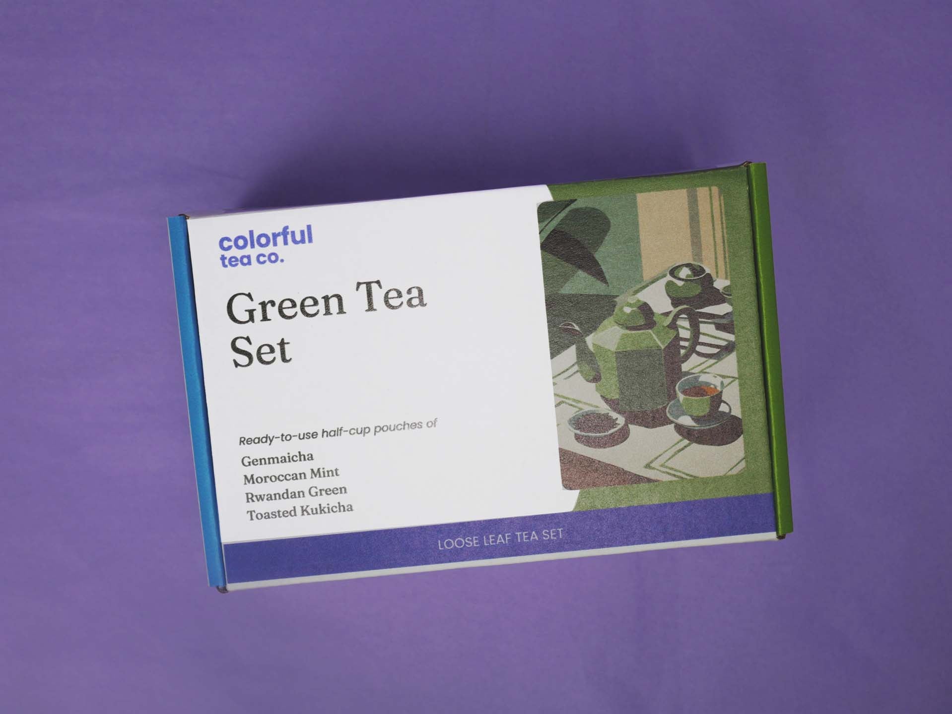 a box of green tea sitting on top of a table