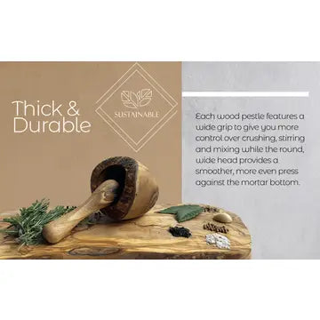 Olive Wood Mortar & Pestle - Thumbnail 3